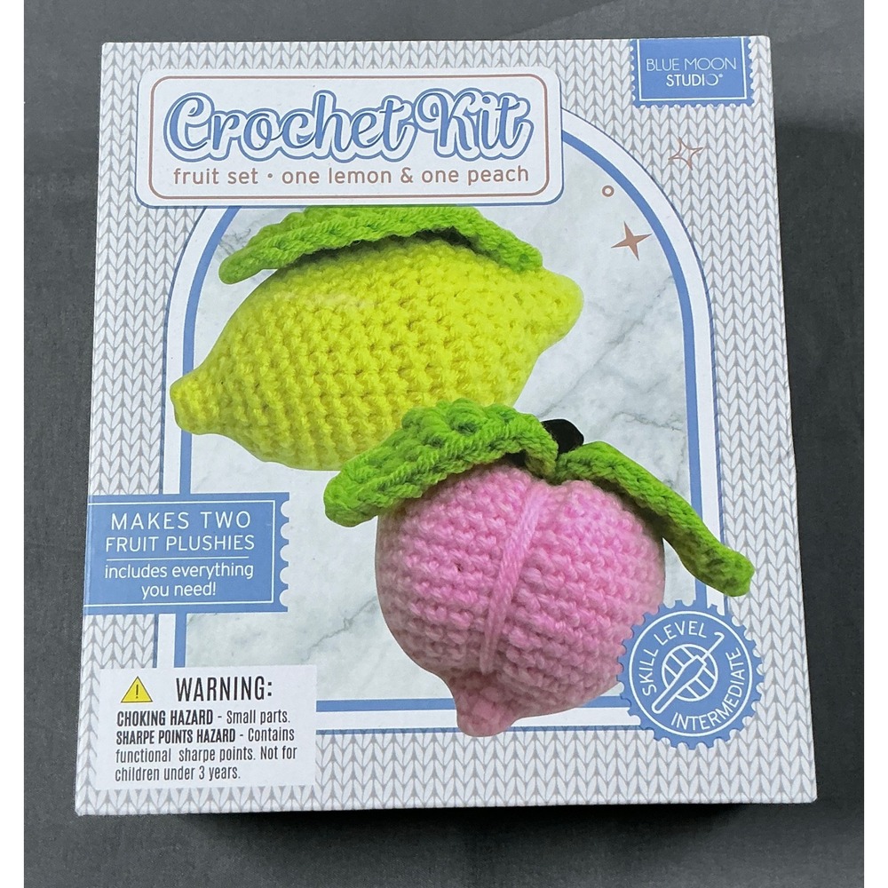 Blue Moon Studio Crochet Kit Fruit Set Lemon and Peach Amigurumi Plushie 3583